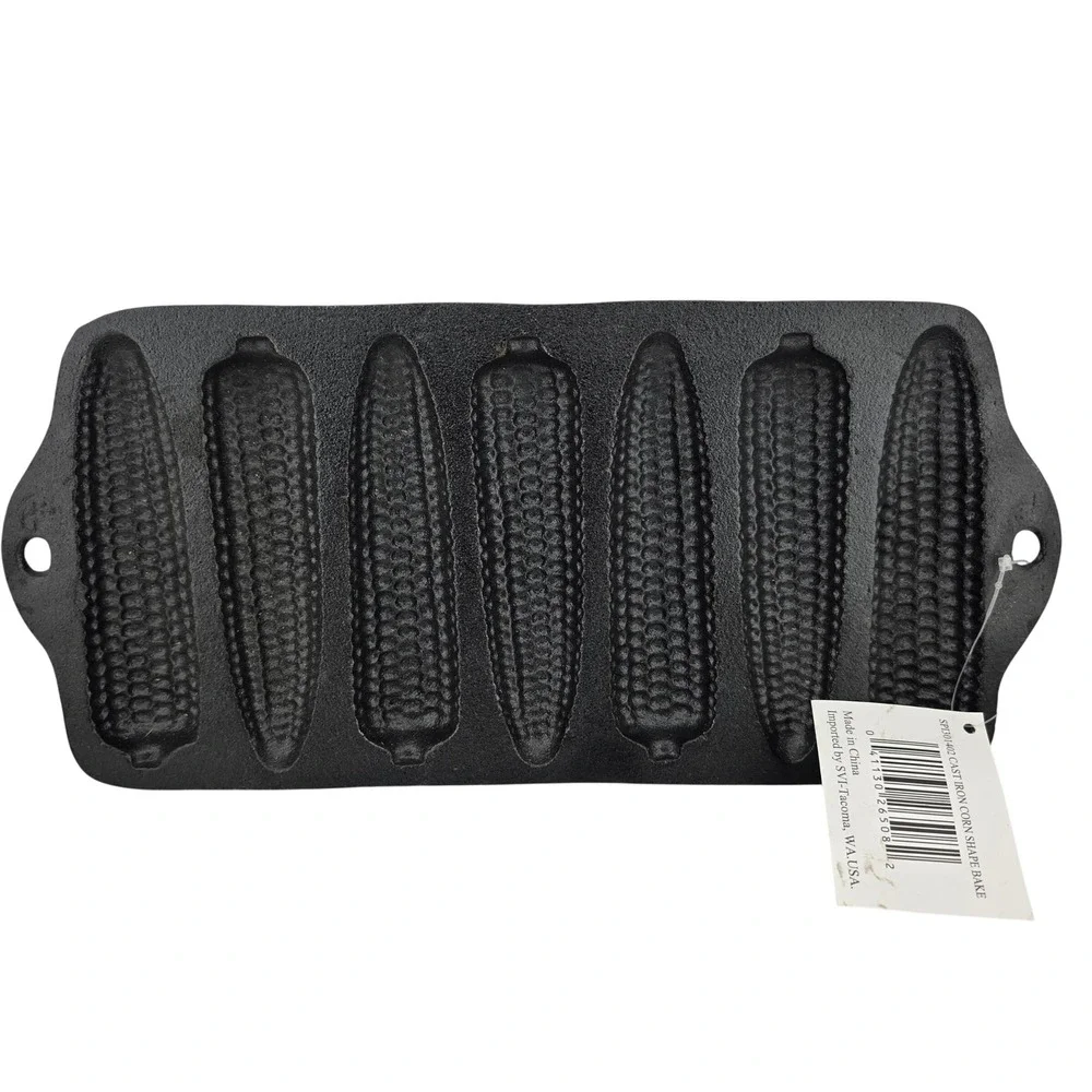 SVI Tacoma Cast Iron Corn Shape Bake Pan 7 Slot Black NWT Rustic Country Kitchen